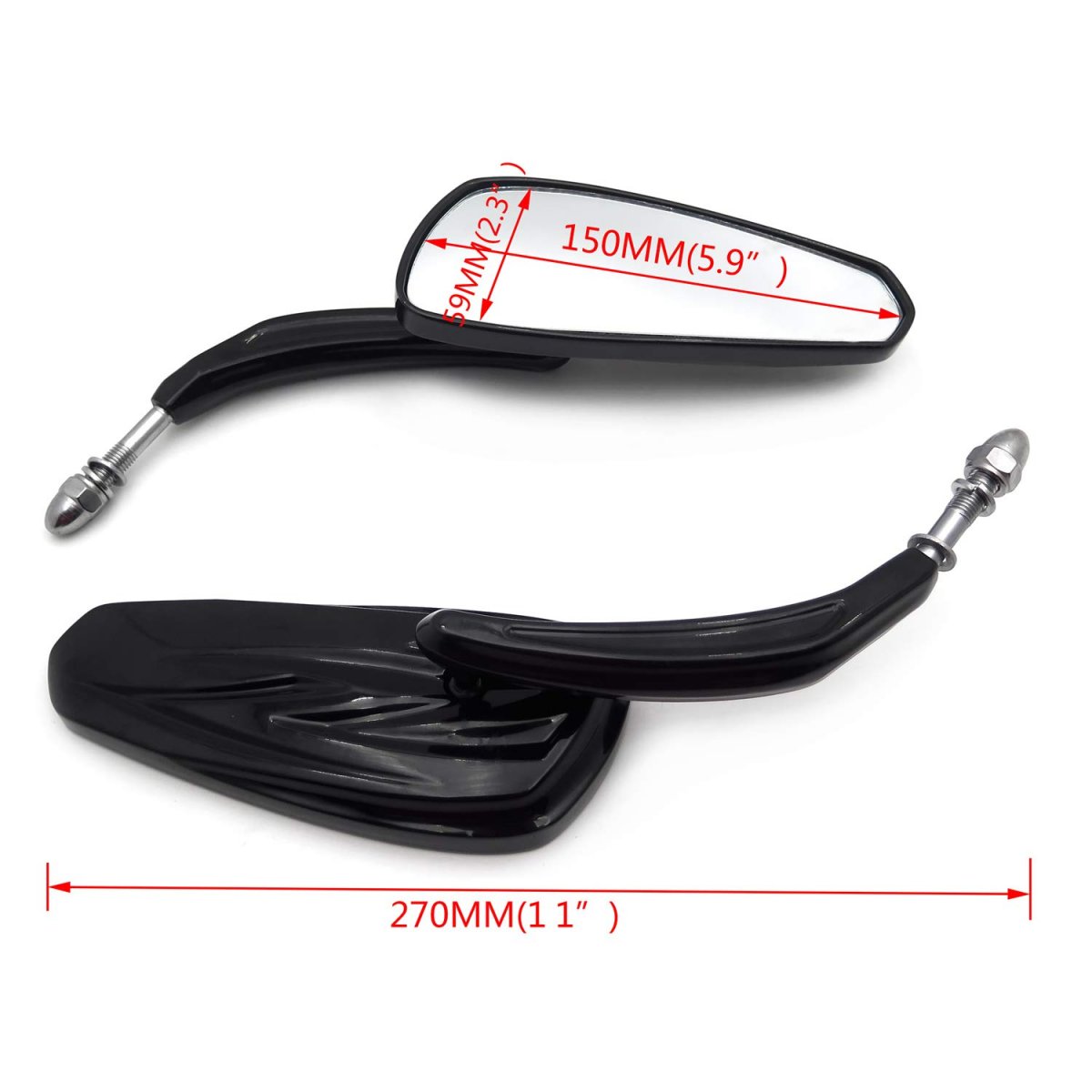 Gloss Black Flash Lighting Grooved Stem Motorcycle Mirrors For 1982 To 2020 H D Softail 8mm Threaded Mt400-014
