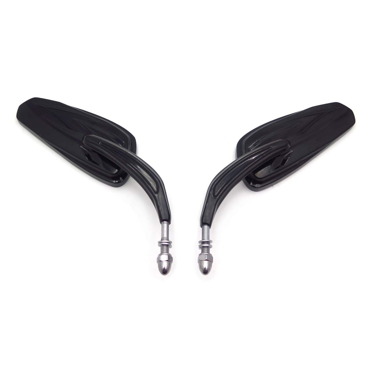 Gloss Black Flash Lighting Grooved Stem Motorcycle Mirrors For 1982 To 2020 H D Softail 8mm Threaded Mt400-014