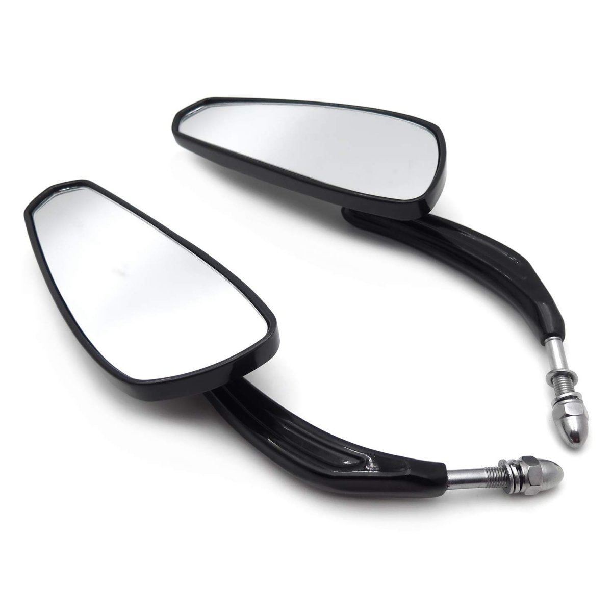Gloss Black Flash Lighting Grooved Stem Motorcycle Mirrors For 1982 To 2020 H D Softail 8mm Threaded Mt400-014