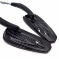 Gloss Black Flash Lighting Grooved Stem Motorcycle Mirrors For 1982 To 2020 H D Softail 8mm Threaded Mt400-014