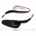 Gloss Black Flash Lighting Grooved Stem Motorcycle Mirrors For 1982 To 2020 H D Softail 8mm Threaded Mt400-014