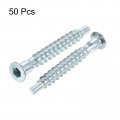 Uxcell Furniture Confirmat Screw 50pcs 5x40mm Hex Socket Woods Zinc Plated Countersunk Self-tapping Connecting Screw