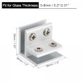 Uxcell 90 Degree Glass Clamp For 5-8mm Thickness Adjustable Double Side Shelf Support Bracket Aluminum Alloy Clip Holder Silver