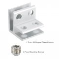 Uxcell 90 Degree Glass Clamp For 5-8mm Thickness Adjustable Double Side Shelf Support Bracket Aluminum Alloy Clip Holder Silver