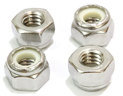 No 10-24 Nylon Insert Lock Nuts 100 Piece Set 304 18-8 Stainless Steel Hex Corrosion Resistant Commercial Grade Silver Finish