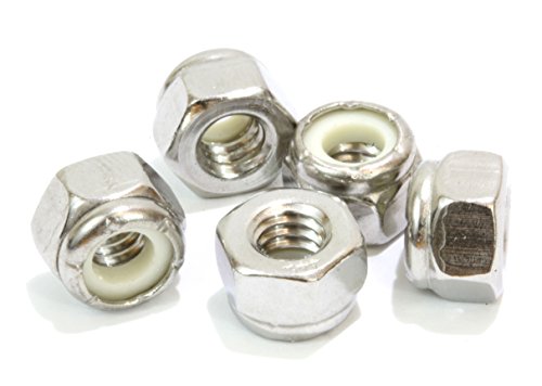 No 10-24 Nylon Insert Lock Nuts 100 Piece Set 304 18-8 Stainless Steel Hex Corrosion Resistant Commercial Grade Silver Finish