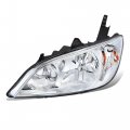 Dna Motoring Left Oe Style Headlight For 04-05 Honda Civic Coupe Sedan Chrome Housing Clear Lens Amber Reflector Oem-hl-0160-l 