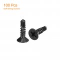 Uxcell 6 X 1 2 Sheet Metal Screws 100pcs Black Oxide 410 Stainless Steel Flat Head Phillips Drive Self Drilling