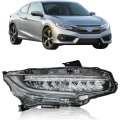 1pc Headlight Assembly Chrome Housing Replacement For Honda Civic 2016 Passenger Side Rh Ho2503176 