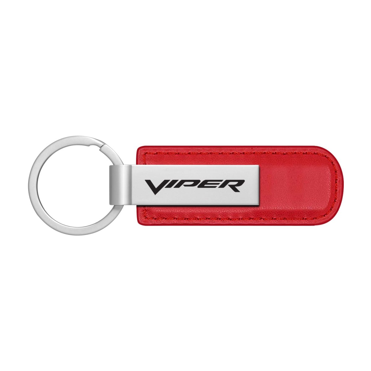 Dodge Viper Red Pu Leather Strap Silver Metal Bar Key Chain Official Licensed Modern Style Accessory 3 75 In X 1