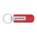 Dodge Viper Red Pu Leather Strap Silver Metal Bar Key Chain Official Licensed Modern Style Accessory 3 75 In X 1