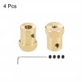 Uxcell Hex Coupler 5mm Bore Motor Brass Shaft Coupling Connector For Car Wheels Tires 4pcs