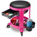 Auto Dynasty Round Mechanics Roller Seat 300 Lbs Capacity Rolling Creeper Garage Shop With Drawers And Tool Tray Mechanic Stool