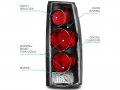 Amerilite For Chevy Gmc C K Truck Silverado Sierra Suburban Blazer Tahoe Yukon Euro Style Black Replacement Tail Lights Set