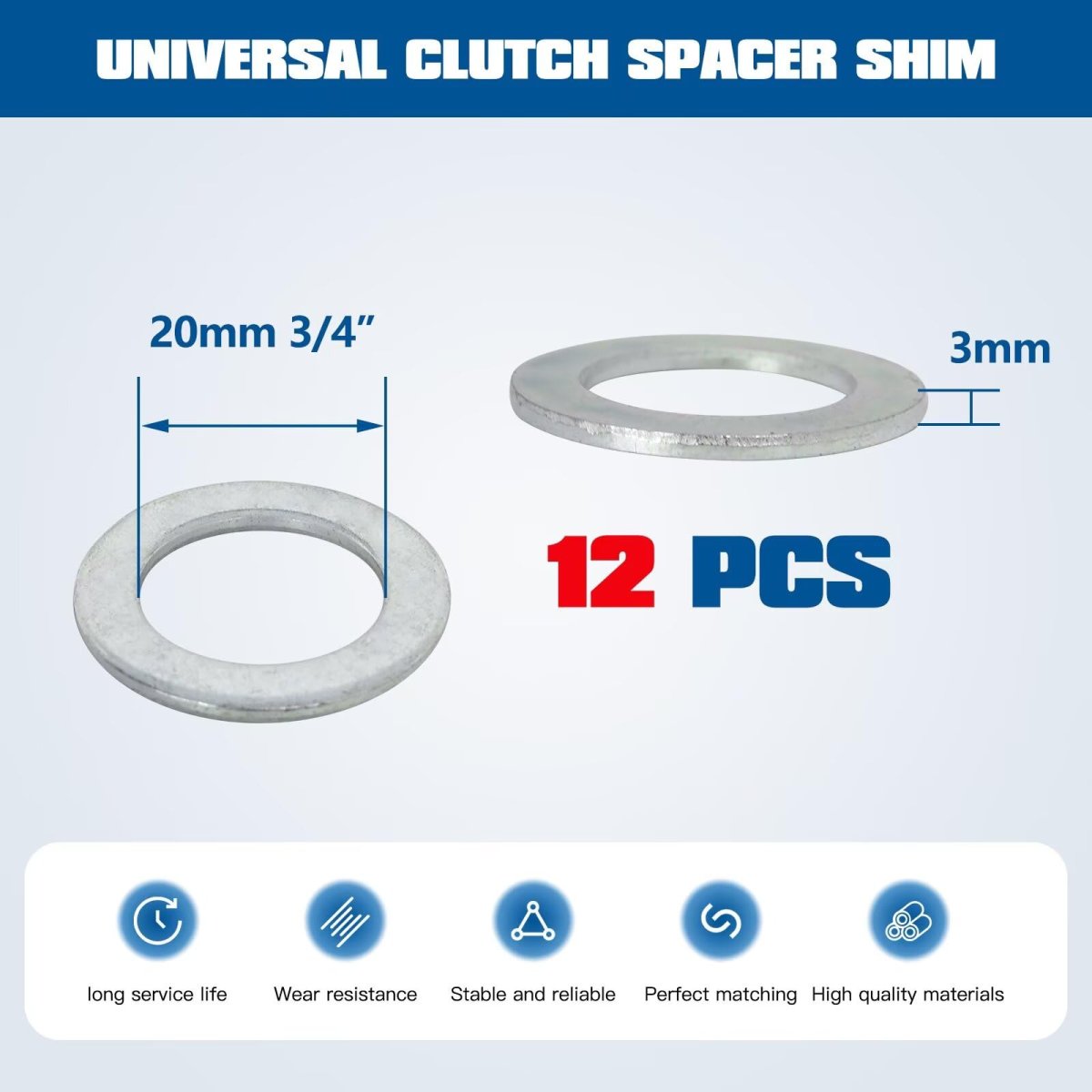Version 12pcs Universal Clutch Spacer Shim Washer 3 4 Inch Shaft For Baja Motorsports Mini Bike Mb165 Mb200 Massimo 208cc