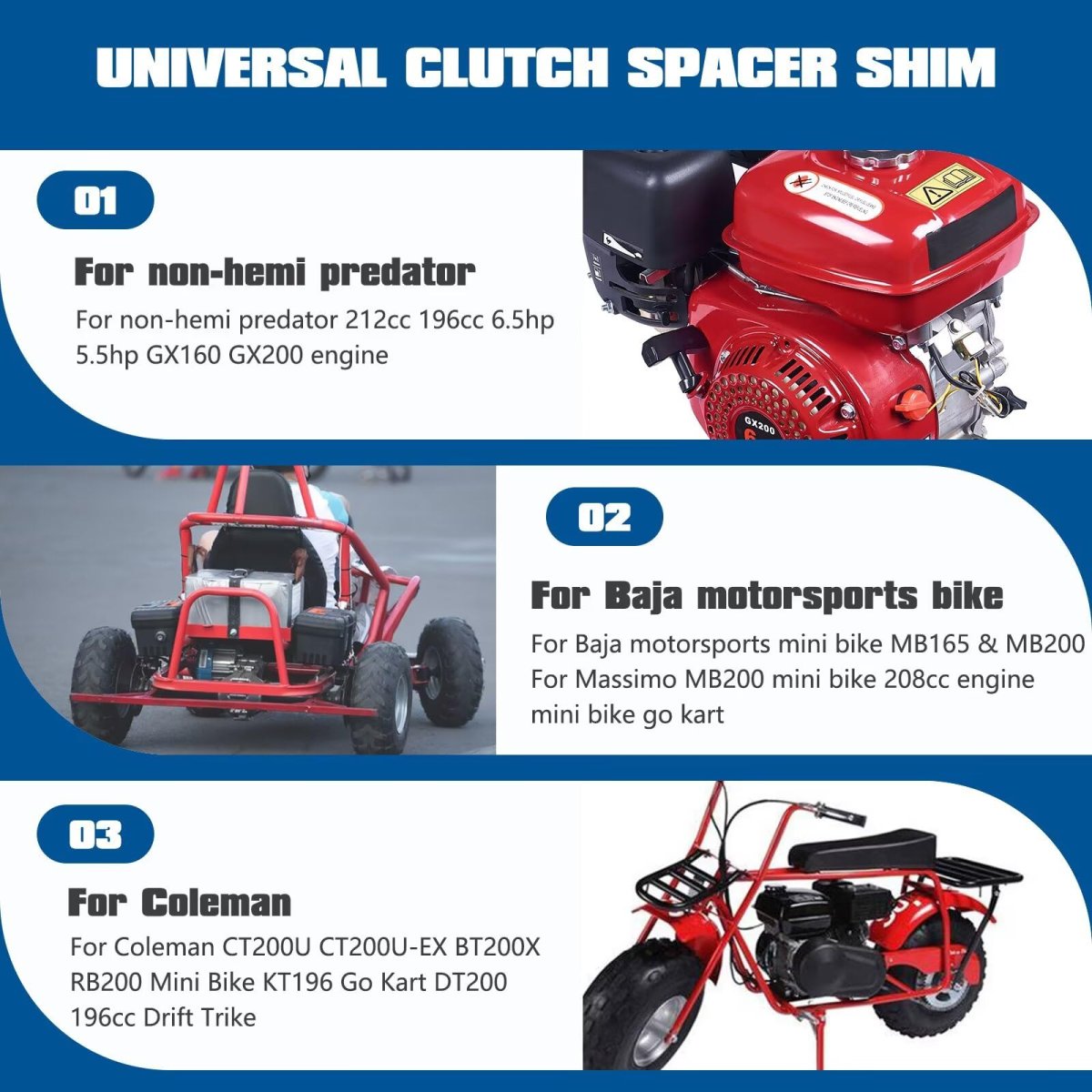 Version 12pcs Universal Clutch Spacer Shim Washer 3 4 Inch Shaft For Baja Motorsports Mini Bike Mb165 Mb200 Massimo 208cc