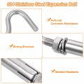 Uxcell 5pcs M8 304 Stainless Steel Expansion Hook Standard Open Cup Bolt Screw Concrete For Wall Ceiling Masonry