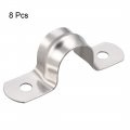 Uxcell 14mm 0 55 Rigid Pipe Strap 2 Holes 304 Stainless Steel Tension Tube Clip Clamp 8pcs
