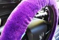 Acdiac 3pcs Set Winter Warm Furry Steering Wheel Cover Handbrake Gear Shift Universal Plush Car Interior Accessories Purple 