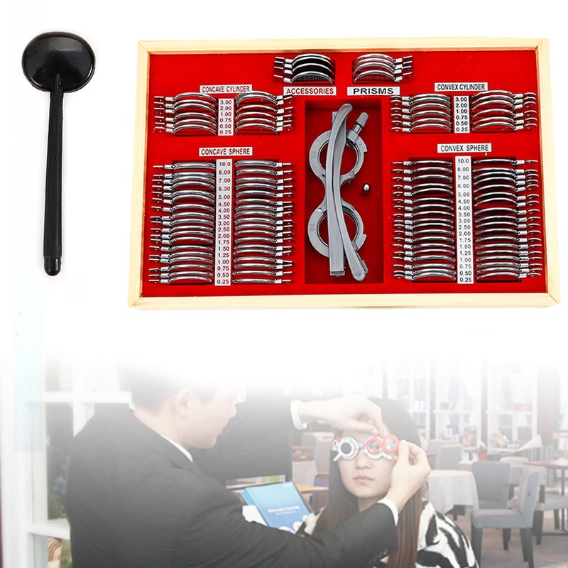 Optical Trial Lens Frame Set Eye Test Glasses Optometry Metal Rim Aluminum Optic Eye Kit Case 104 Pcs