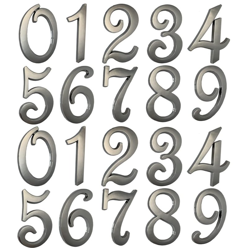 3 Inch Chrome House Address Numbers Stickers For Mailbox Apartment Hotel Office Room Door Home 2 Sets 20 Pcs Silver