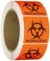 Roll Products 142-0011 Round Cornered Permanent Adhesive Biohazard Warning Label With Black Imprint Legend Logo Length X 2 