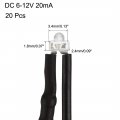 Uxcell 20pcs 1 8mm Pre Wired Led White Dc6-12v Clear Lens Light Emitting Diodes