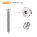 Uxcell 8-32x1-1 2 Flat Countersunk Head Socket Cap Screws 25pcs 304 Stainless Steel Hex Full Thread Bolts