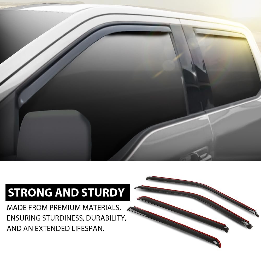 4pcs In-channel Window Visors Sun Rain Guards Side Wind Deflector