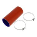 1 Set 60mm 2 36 Id 150mm 5 91 Length 0 Degree Red Blue Silicone Hose With Clamps Coolant Universal 