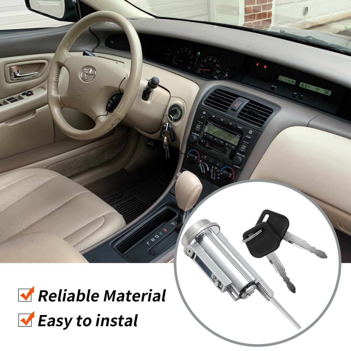 Saihisday 989-035 Ignition Lock Cylinder With Keys Replacement For Toyota Avalon 2000-2004 Tundra 2000-2006 Replaces Us247l