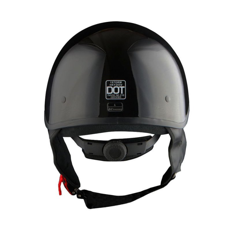 1storm Motorcycle Half Face Helmet Mopeds Scooter Pilot With Retractable Inner Smoked Visor Glossy Black