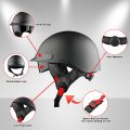 1storm Motorcycle Half Face Helmet Mopeds Scooter Pilot With Retractable Inner Smoked Visor Glossy Black
