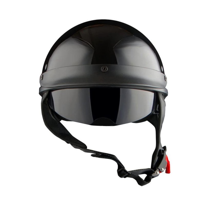 1storm Motorcycle Half Face Helmet Mopeds Scooter Pilot With Retractable Inner Smoked Visor Glossy Black