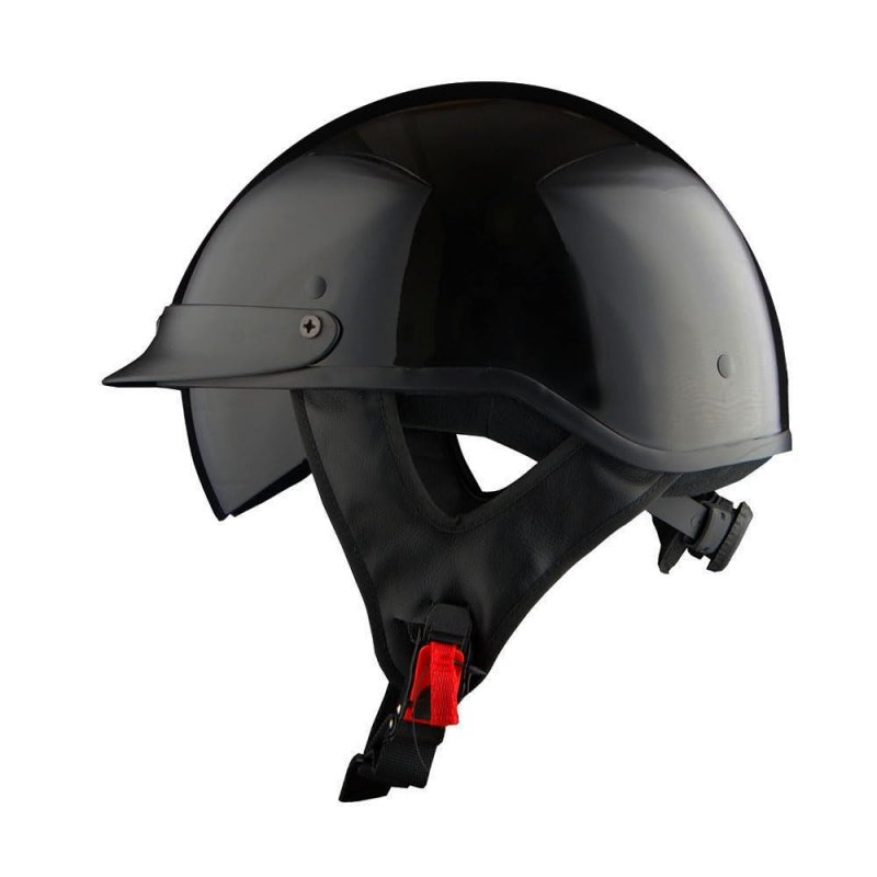 1storm Motorcycle Half Face Helmet Mopeds Scooter Pilot With Retractable Inner Smoked Visor Glossy Black