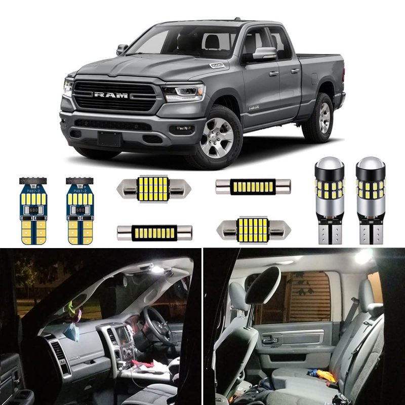 Autogine 12 Piece White Interior Led Lights Kit For 2019 2020 2021 Dodge Ram 1500 2500 3500 Super Bright 6000k Light Bulbs