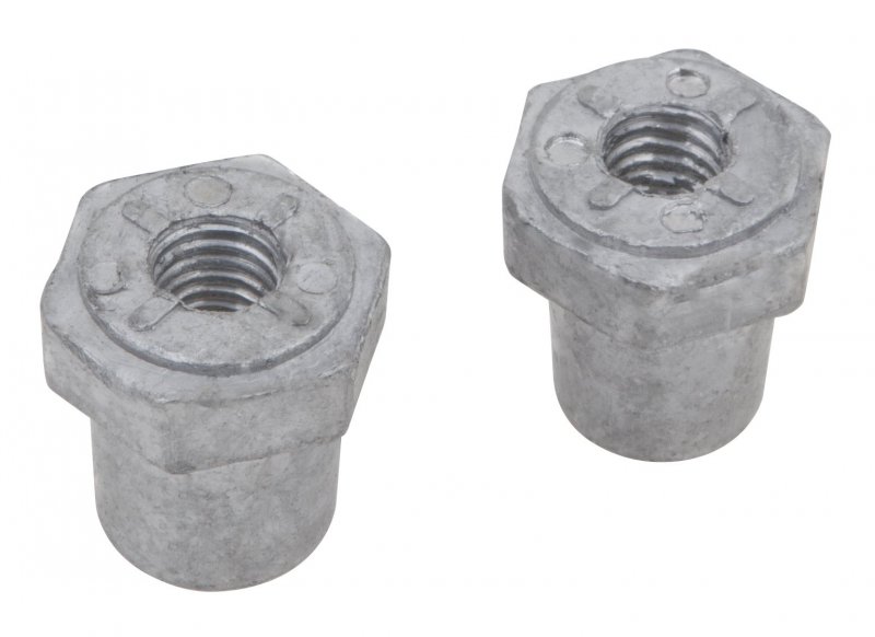 W1646 Zinc Female Stud Post Adapter 3 8 In 2 Pack For Top Terminal Battery Cables With Threaded Steel Insert And Hex Base