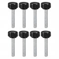 M5 X 30mm Metric Male Thread Knurled Clamping Knobs Grip Thumb Screw On Type Hand Handle Bolt With 15mm Plastic Black 8 Pcs 