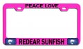 Peace Love Redear Sunfish Fishing Pink Metal License Plate Frame Tag Holder E14 