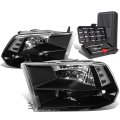 Auto Dynasty Black Housing Clear Corner Headlight Lamps Tool Kit Compatible With Dodge Ram 1500 2500 3500 09-18