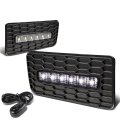 Auto Dynasty Compatible With Chevy Avalanche Silverado Suburban Tahoe Sierra Pair Of Fog Light Switch Chrome Lens White Led