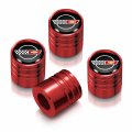 Ipick Image For Chevrolet Corvette C4 Logo In Black On Red Cylinder-style Premium Anodized Aluminum Tire Valve Stem Caps Set Of