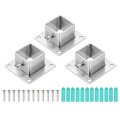 3pcs Square Post Base 1 8mmt Stainless Steel Flange Bases Deck Brackets Heavy Duty For Fence Railing Handrail Mounting Fits X 