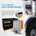 Square Double Face Led Pedestal Light For Truck Trailer Rv Bus Amber Red Cab Fender Turn Signal Stop Tail Parking Clear Lens 2