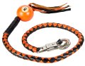 Dream Apparel 42a Leather Motorcycle Get Back Whip For Handlebar Fringed Biker With Pool Ball Black And Orange 