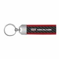 Ipick Image For Cadillac Escalade Logo Real Carbon Fiber Strap With Red Leather Stitching Edge Key Chain Keychain Exclusive