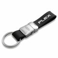 Ipick Image Made For Ford Flex Genuine Black Leather Loop Strap Silver Metal Detachable Key Chain