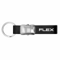 Ipick Image Made For Ford Flex Genuine Black Leather Loop Strap Silver Metal Detachable Key Chain