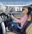 Zone Tech Fluffy Sheepskin Steering Wheel Handbrake Gear Shift Cover- Premium Quality Winter Warm Plush Stretch On Vehicle Blue