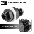 X Autohaux 2pcs Car Male An6 6an To Flare Hose Reducer Fuel Line Fitting Adapter Oil Cooler Bulkhead Aluminum Alloy Black